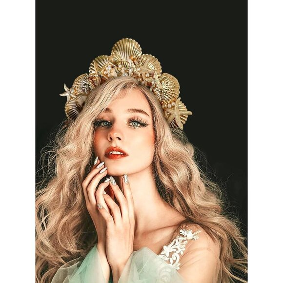 Golden Halo Crown Headpiece Seashell Costume Accessory for Women main image 8